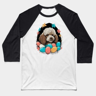 Poodle Spring Floral Easter Egg Retro Splatter Painting Dog Lover Doodle Art Baseball T-Shirt